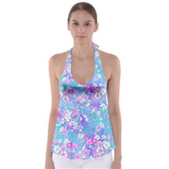 Colorful Pastel  Flowers Babydoll Tankini Top by Brittlevirginclothing