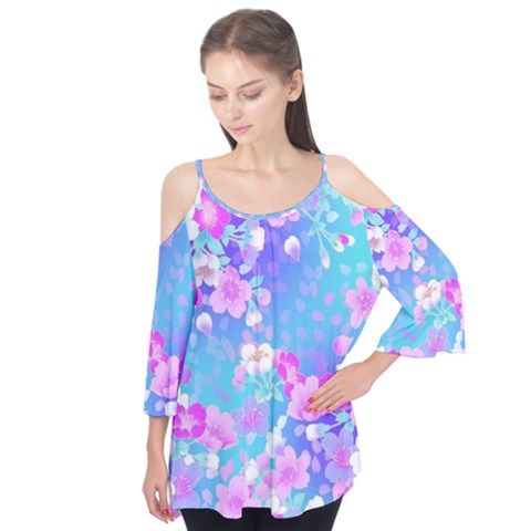 Colorful Pastel  Flowers Flutter Tees by Brittlevirginclothing