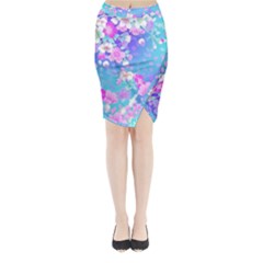 Colorful Pastel  Flowers Midi Wrap Pencil Skirt by Brittlevirginclothing