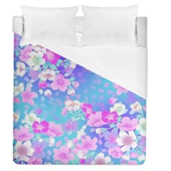 Colorful Pastel Flowers  Duvet Cover (queen Size) by Brittlevirginclothing