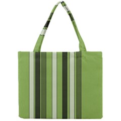 Greenery Stripes Pattern 8000 Vertical Stripe Shades Of Spring Green Color Mini Tote Bag by yoursparklingshop