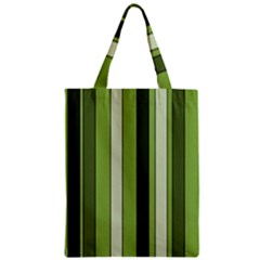 Greenery Stripes Pattern 8000 Vertical Stripe Shades Of Spring Green Color Zipper Classic Tote Bag by yoursparklingshop