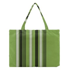 Greenery Stripes Pattern 8000 Vertical Stripe Shades Of Spring Green Color Medium Tote Bag by yoursparklingshop