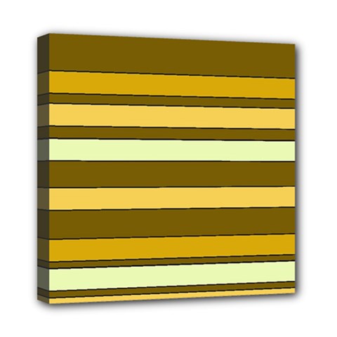 Elegant Shades Of Primrose Yellow Brown Orange Stripes Pattern Mini Canvas 8  X 8  by yoursparklingshop