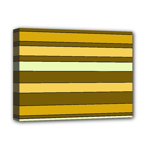 Elegant Shades Of Primrose Yellow Brown Orange Stripes Pattern Deluxe Canvas 16  X 12   by yoursparklingshop