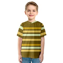 Elegant Shades Of Primrose Yellow Brown Orange Stripes Pattern Kids  Sport Mesh Tee