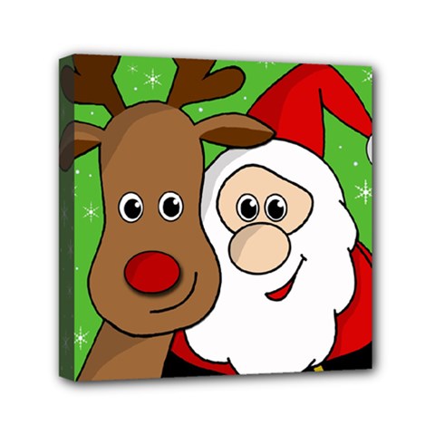 Rudolph And Santa Selfie Mini Canvas 6  X 6  by Valentinaart