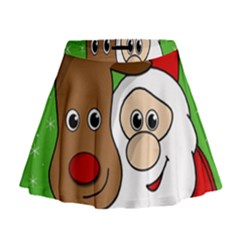 Rudolph And Santa Selfie Mini Flare Skirt by Valentinaart