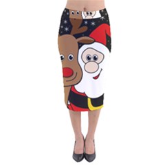 Xmas Selfie Velvet Midi Pencil Skirt by Valentinaart