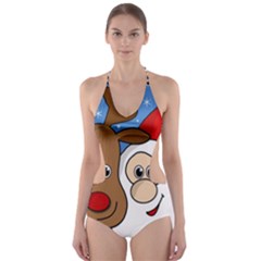 Christmas selfie Cut-Out One Piece Swimsuit
