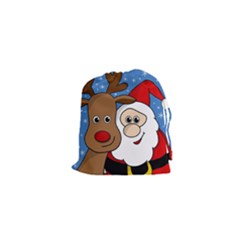 Christmas selfie Drawstring Pouches (XS) 