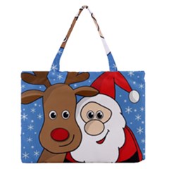 Christmas selfie Medium Zipper Tote Bag