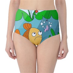 Fish and worm High-Waist Bikini Bottoms