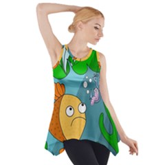 Fish And Worm Side Drop Tank Tunic by Valentinaart