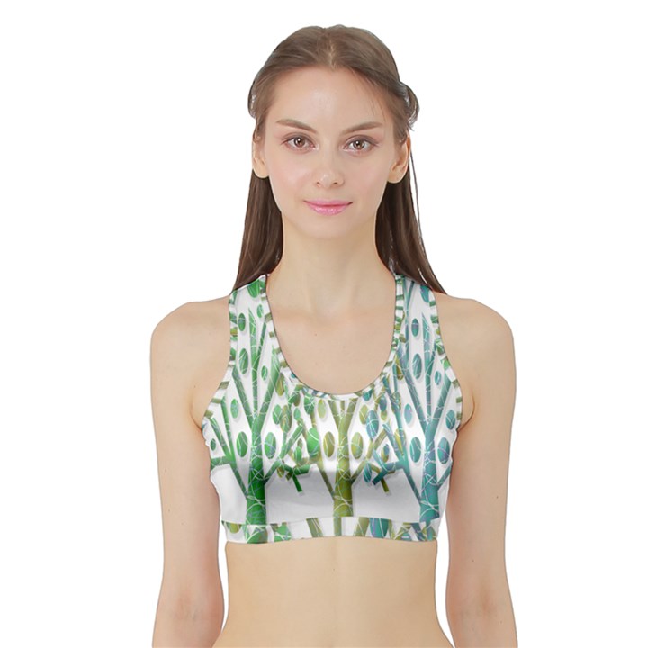 Magical green trees Sports Bra with Border