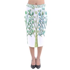 Magical Green Trees Velvet Midi Pencil Skirt by Valentinaart