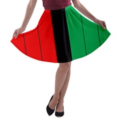 Kwanzaa Colors African American Red Black Green  A-line Skater Skirt by yoursparklingshop