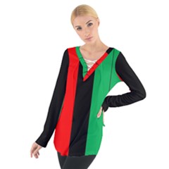 Kwanzaa Colors African American Red Black Green  Women s Tie Up Tee by yoursparklingshop