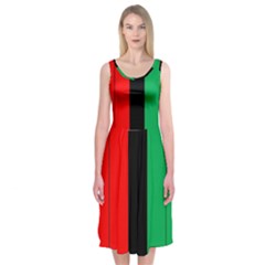 Kwanzaa Colors African American Red Black Green  Midi Sleeveless Dress by yoursparklingshop