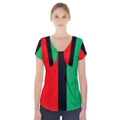 Kwanzaa Colors African American Red Black Green  Short Sleeve Front Detail Top by yoursparklingshop