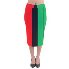 Kwanzaa Colors African American Red Black Green  Velvet Midi Pencil Skirt by yoursparklingshop