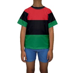 Pan African Unia Flag Colors Red Black Green Horizontal Stripes Kids  Short Sleeve Swimwear by yoursparklingshop