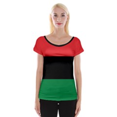 Pan African Unia Flag Colors Red Black Green Horizontal Stripes Women s Cap Sleeve Top by yoursparklingshop