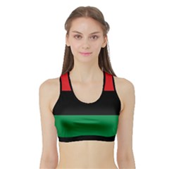 Pan African Unia Flag Colors Red Black Green Horizontal Stripes Sports Bra With Border by yoursparklingshop