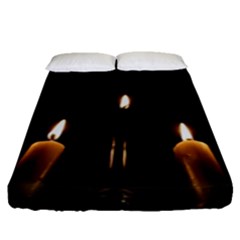 Hanukkah Chanukah Menorah Candles Candlelight Jewish Festival Of Lights Fitted Sheet (queen Size) by yoursparklingshop