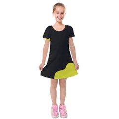 Black And Yellow Kids  Short Sleeve Velvet Dress by Valentinaart