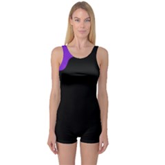 Purple And Black One Piece Boyleg Swimsuit