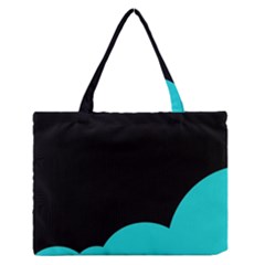 Black And Cyan Medium Zipper Tote Bag by Valentinaart