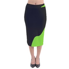 Black And Green Velvet Midi Pencil Skirt by Valentinaart