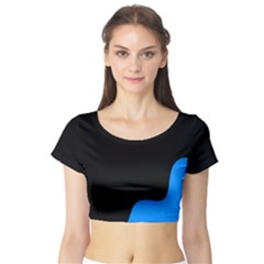 Blue and black Short Sleeve Crop Top (Tight Fit)