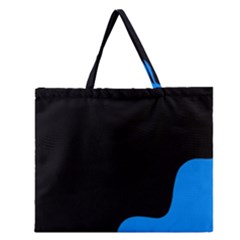 Blue and black Zipper Large Tote Bag