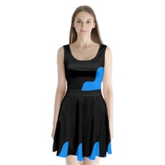 Blue and black Split Back Mini Dress 