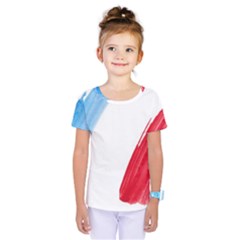 Tricolor Banner Flag France, Blue White Red Watercolor Kids  One Piece Tee