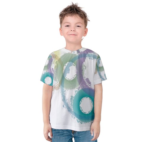 Rainbow Color Circles, Paintbrush Aquarel Kids  Cotton Tee by picsaspassion