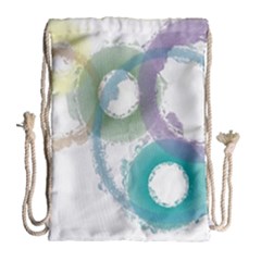 Rainbow Color Circles, Paintbrush Aquarel Drawstring Bag (large) by picsaspassion