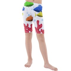 Corals And Fish Kids  Mid Length Swim Shorts by Valentinaart