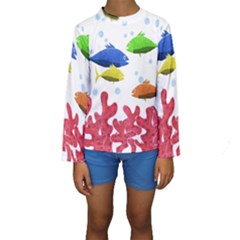 Corals And Fish Kids  Long Sleeve Swimwear by Valentinaart