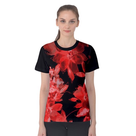 Red Flower  Women s Cotton Tee by Brittlevirginclothing