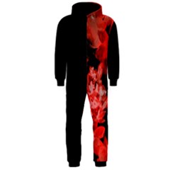 red flower  Hooded Jumpsuit (Men) 