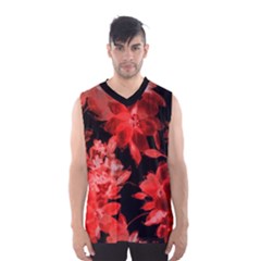 Red Flower  Men s Basketball Tank Top by Brittlevirginclothing