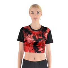 Red Flower  Cotton Crop Top