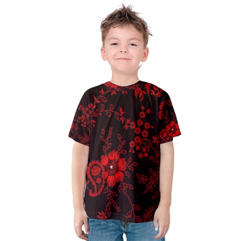 Small Red Roses Kids  Cotton Tee by Brittlevirginclothing