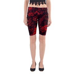 Small Red Roses Yoga Cropped Leggings by Brittlevirginclothing