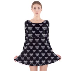 Body Part Monster Illustration Pattern Long Sleeve Velvet Skater Dress by dflcprintsclothing