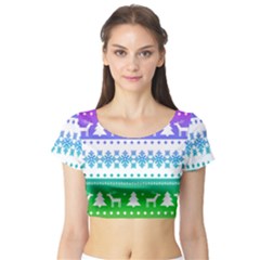 Cute Rainbow Bohemian Short Sleeve Crop Top (tight Fit) by Brittlevirginclothing