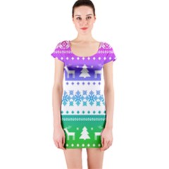 Cute Rainbow Bohemian Short Sleeve Bodycon Dress by Brittlevirginclothing